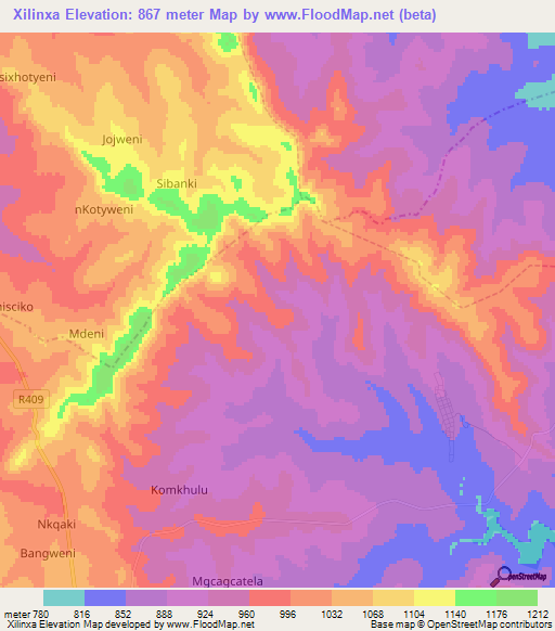 Xilinxa,South Africa Elevation Map