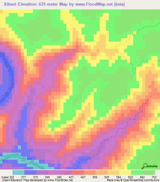 Xibeni,South Africa Elevation Map