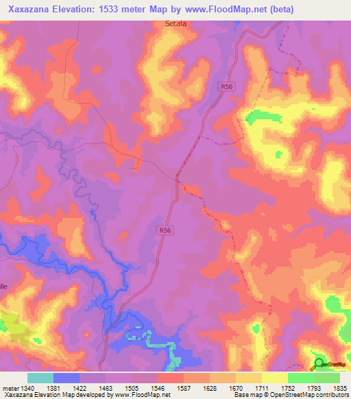 Xaxazana,South Africa Elevation Map