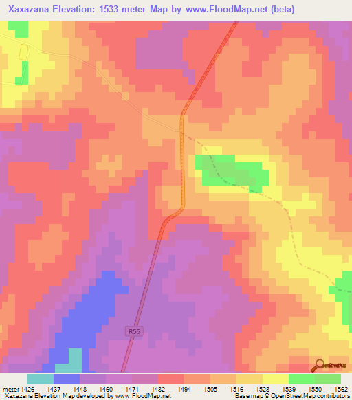 Xaxazana,South Africa Elevation Map