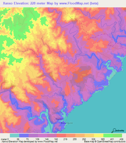 Xanxo,South Africa Elevation Map