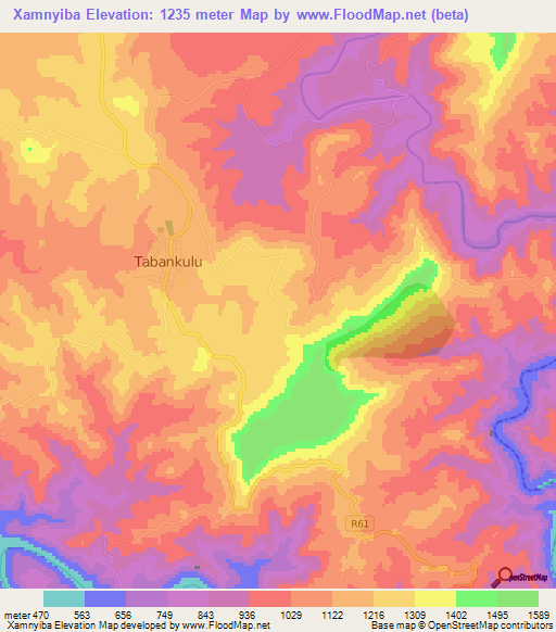 Xamnyiba,South Africa Elevation Map