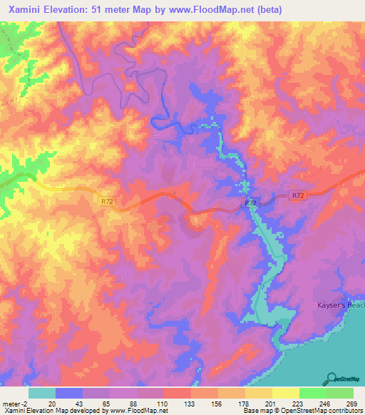 Xamini,South Africa Elevation Map