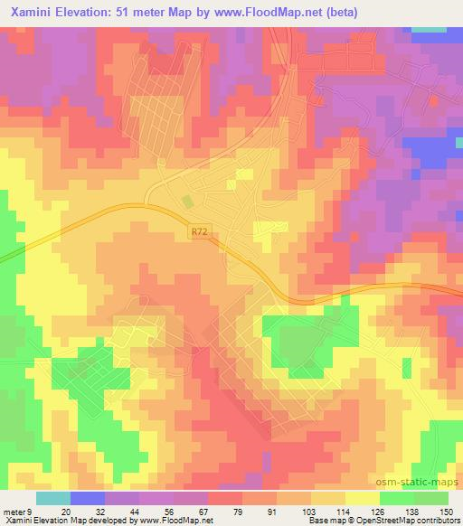 Xamini,South Africa Elevation Map