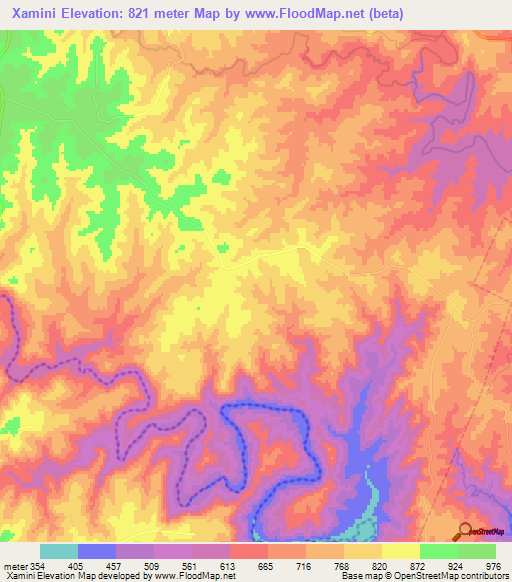 Xamini,South Africa Elevation Map