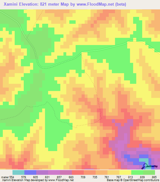 Xamini,South Africa Elevation Map