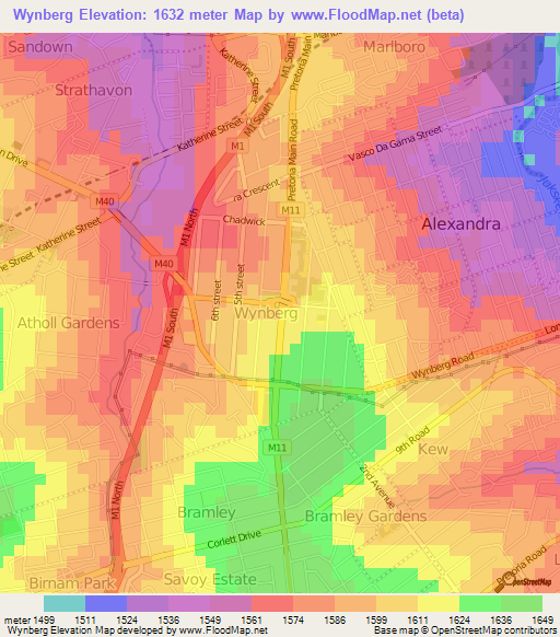 Wynberg,South Africa Elevation Map