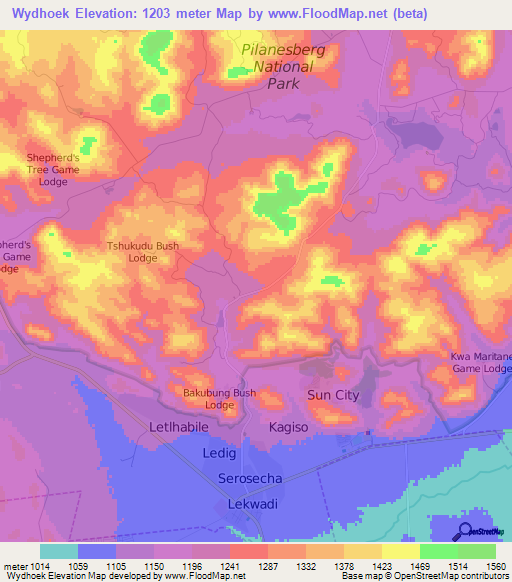 Wydhoek,South Africa Elevation Map