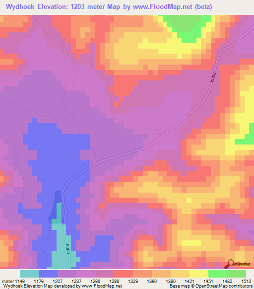 Wydhoek,South Africa Elevation Map