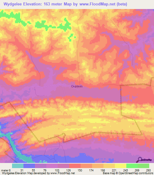 Wydgelee,South Africa Elevation Map