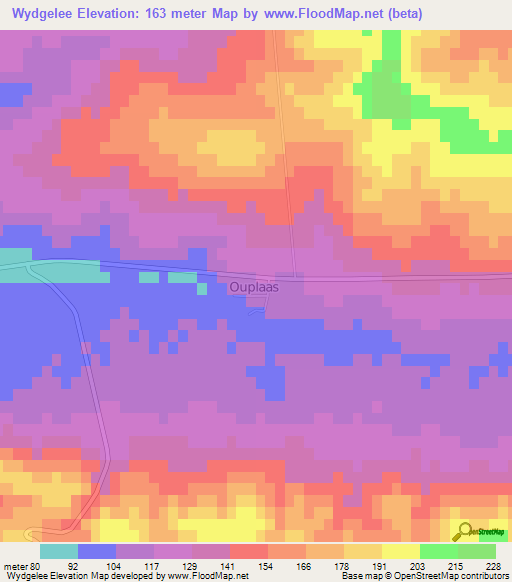 Wydgelee,South Africa Elevation Map