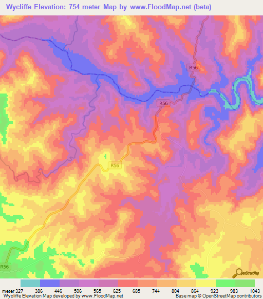 Wycliffe,South Africa Elevation Map