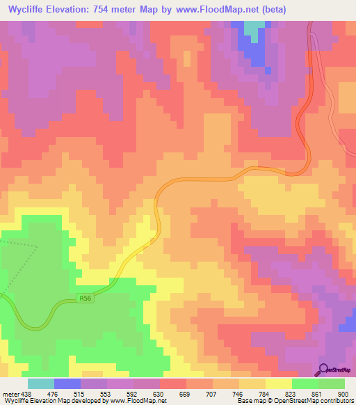 Wycliffe,South Africa Elevation Map