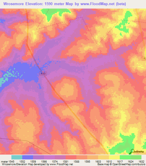 Wrosemore,South Africa Elevation Map