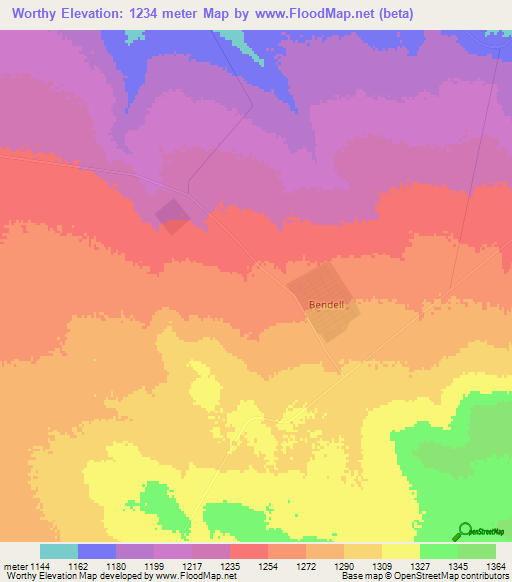 Worthy,South Africa Elevation Map