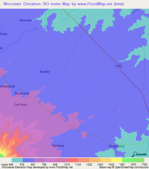 Worcester,South Africa Elevation Map