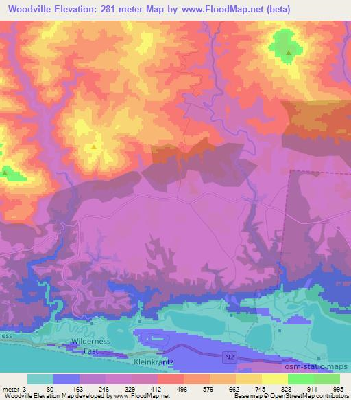 Woodville,South Africa Elevation Map