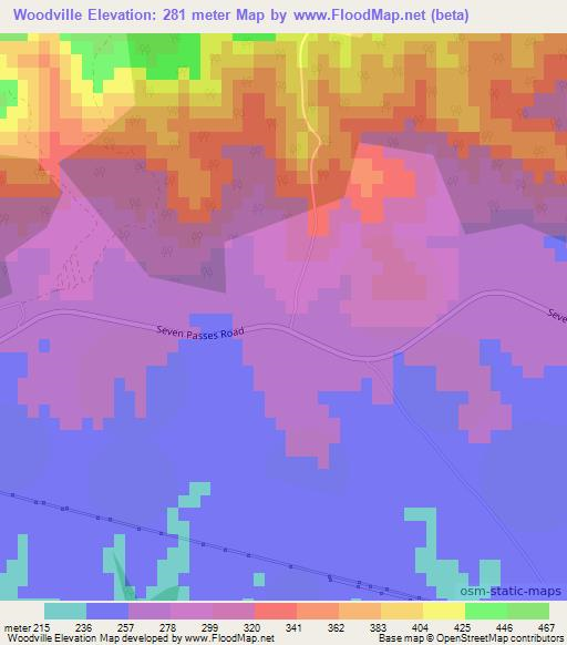 Woodville,South Africa Elevation Map