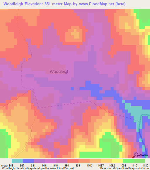 Woodleigh,South Africa Elevation Map