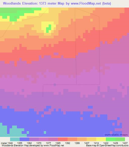 Woodlands,South Africa Elevation Map