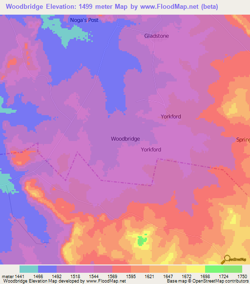 Woodbridge,South Africa Elevation Map