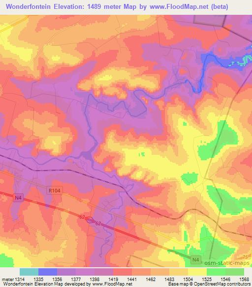 Wonderfontein,South Africa Elevation Map