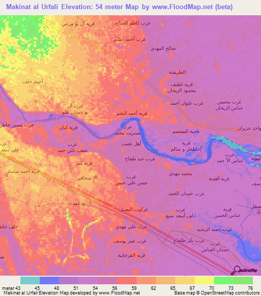 Makinat al Urfali,Iraq Elevation Map