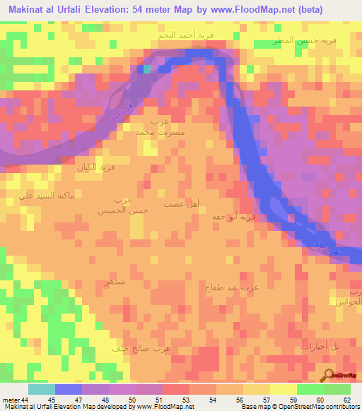 Makinat al Urfali,Iraq Elevation Map