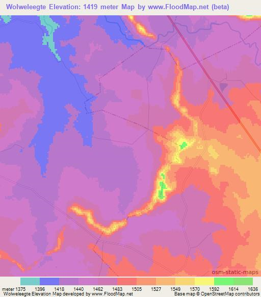 Wolweleegte,South Africa Elevation Map