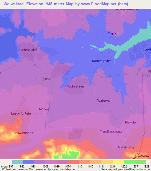 Wolwekraal,South Africa Elevation Map