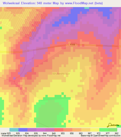 Wolwekraal,South Africa Elevation Map