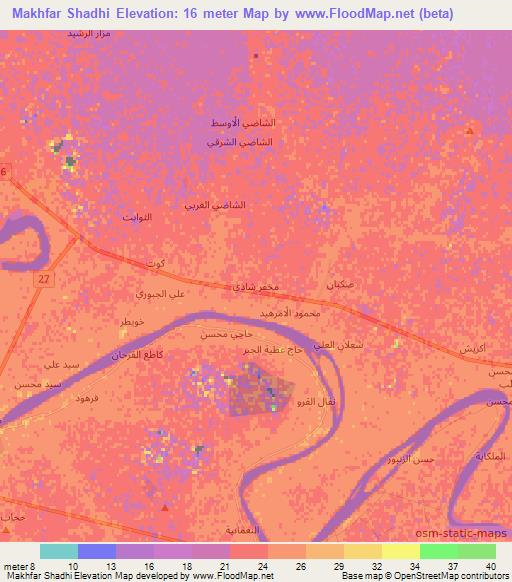 Makhfar Shadhi,Iraq Elevation Map