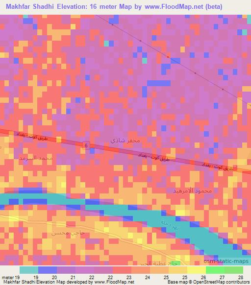 Makhfar Shadhi,Iraq Elevation Map