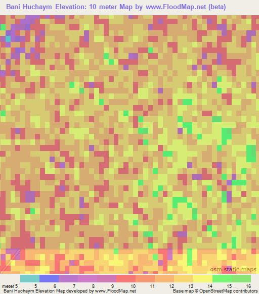 Bani Huchaym,Iraq Elevation Map