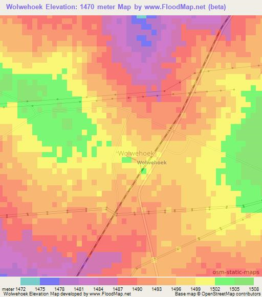 Wolwehoek,South Africa Elevation Map