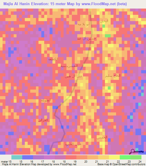 Majla Al Hanin,Iraq Elevation Map