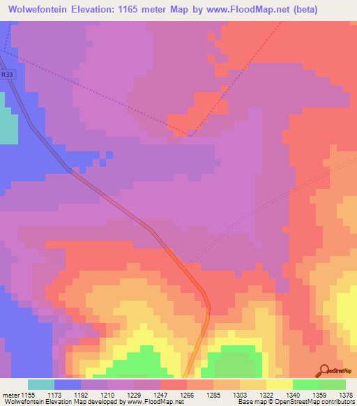 Wolwefontein,South Africa Elevation Map