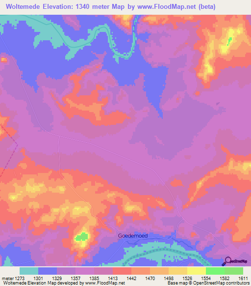 Woltemede,South Africa Elevation Map