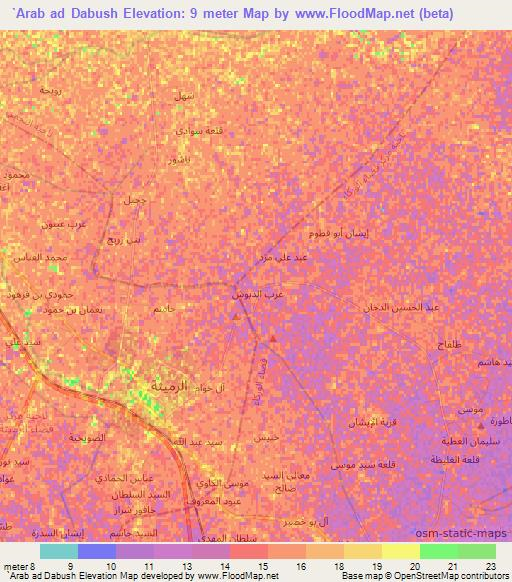 `Arab ad Dabush,Iraq Elevation Map