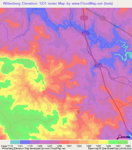 Wittenberg,South Africa Elevation Map