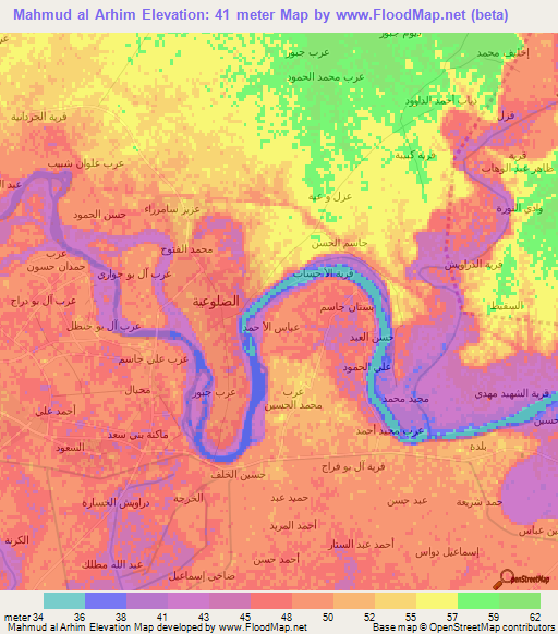 Mahmud al Arhim,Iraq Elevation Map