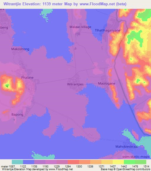 Witrantjie,South Africa Elevation Map