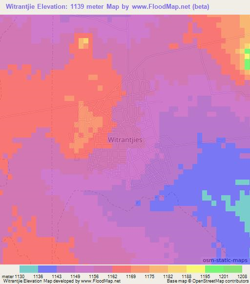 Witrantjie,South Africa Elevation Map