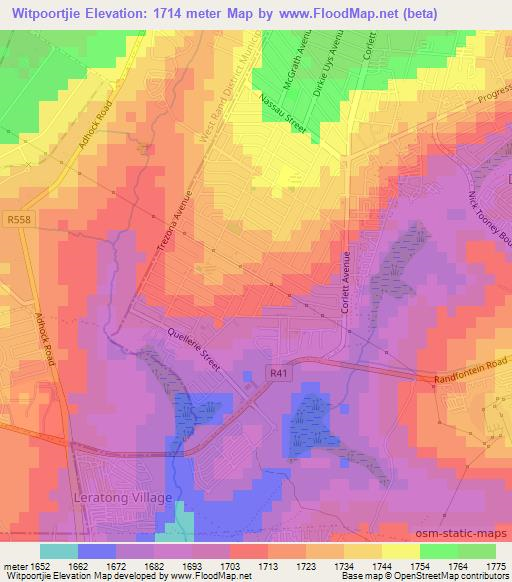 Witpoortjie,South Africa Elevation Map