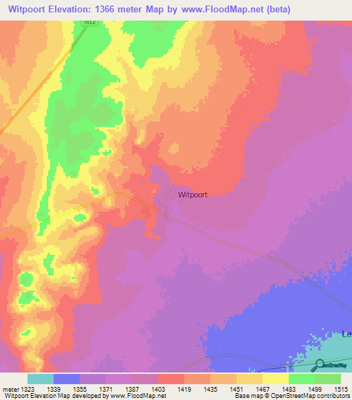 Witpoort,South Africa Elevation Map