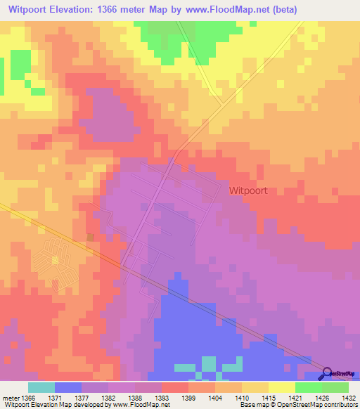 Witpoort,South Africa Elevation Map