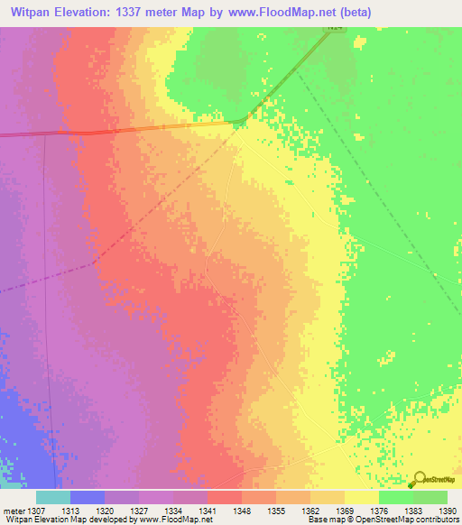 Witpan,South Africa Elevation Map