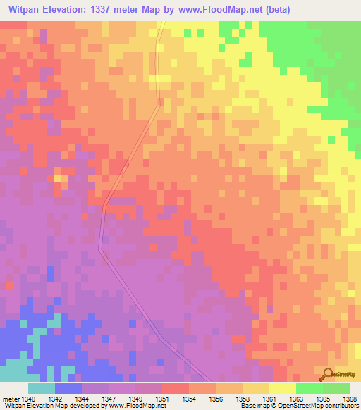 Witpan,South Africa Elevation Map