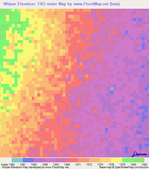 Witpan,South Africa Elevation Map