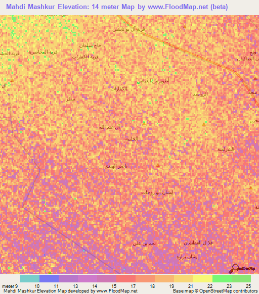 Mahdi Mashkur,Iraq Elevation Map